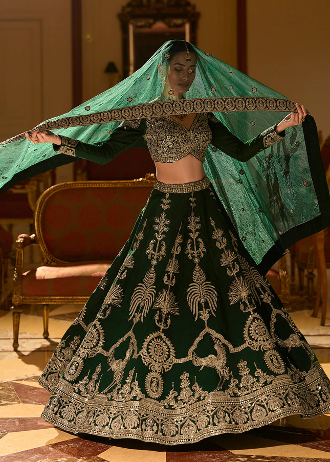 Green Embroidered Lehenga choli