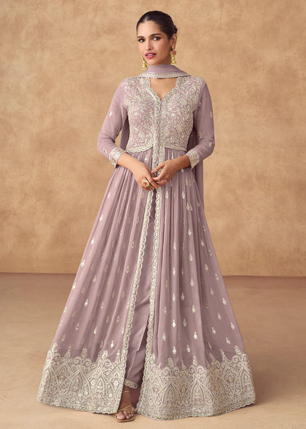 Lilac Embroidered Pant Style Anarkali