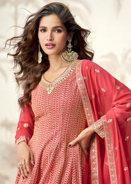 Pink Embroidered Sharara Suit