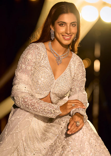 Cream Embroidered Lehenga choli