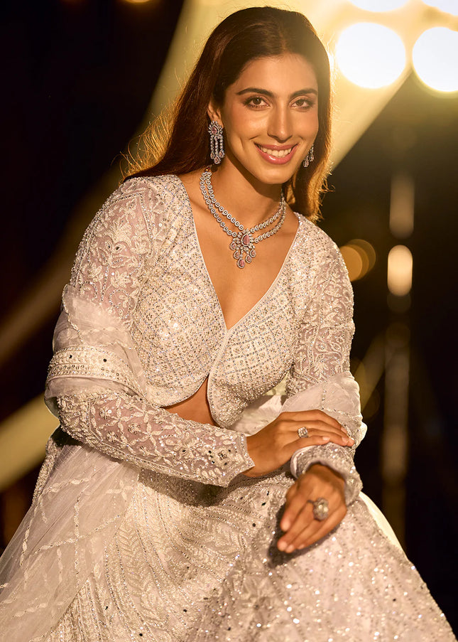 Cream Embroidered Lehenga choli