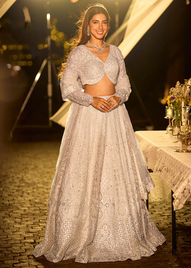 Cream Embroidered Lehenga choli