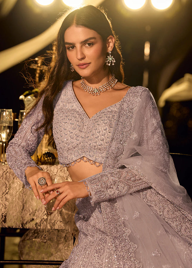 Lavender Embroidered Lehenga choli