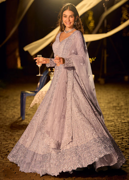Lavender Embroidered Lehenga choli