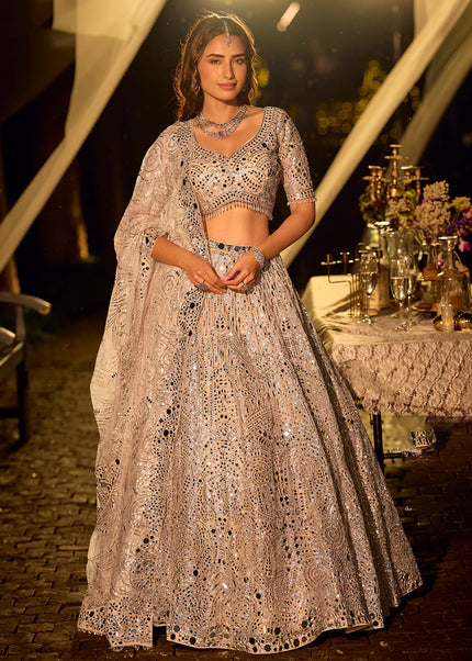 Cream Embroidered Lehenga choli