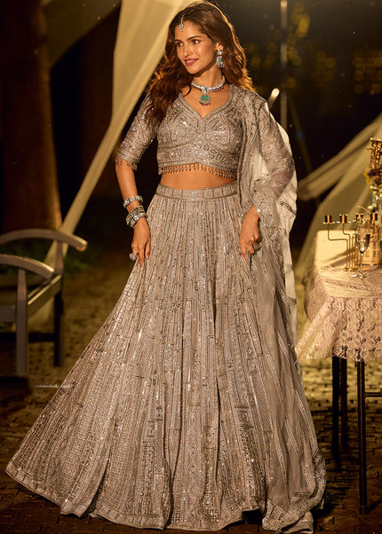 Grey Embroidered Lehenga choli