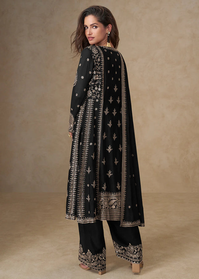 Black Embroidered Pant Style Suit