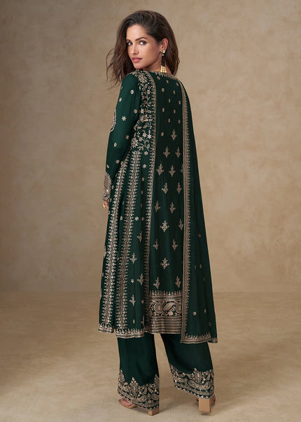 Green Embroidered Pant Style Suit