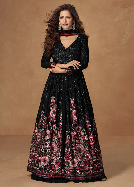 Black Embroidered Lehenga Anarkali