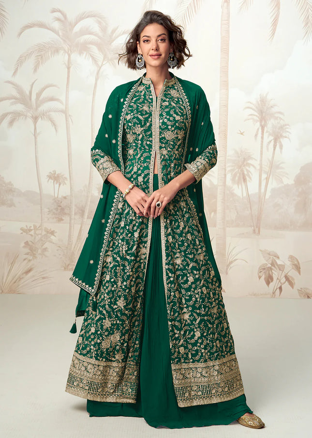 Green Embroidered Lehenga Anarkali