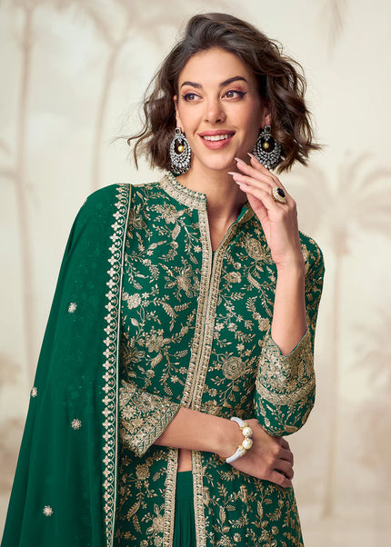 Green Embroidered Lehenga Anarkali