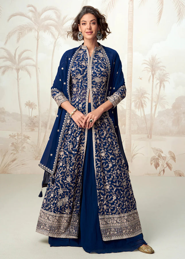Blue Embroidered Lehenga Anarkali