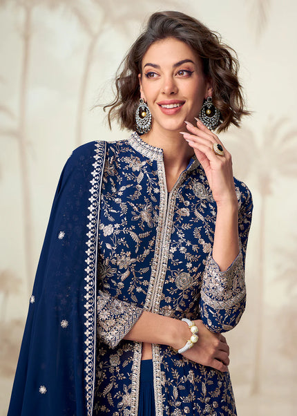 Blue Embroidered Lehenga Anarkali