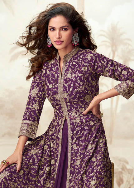 Purple Embroidered Lehenga Anarkali