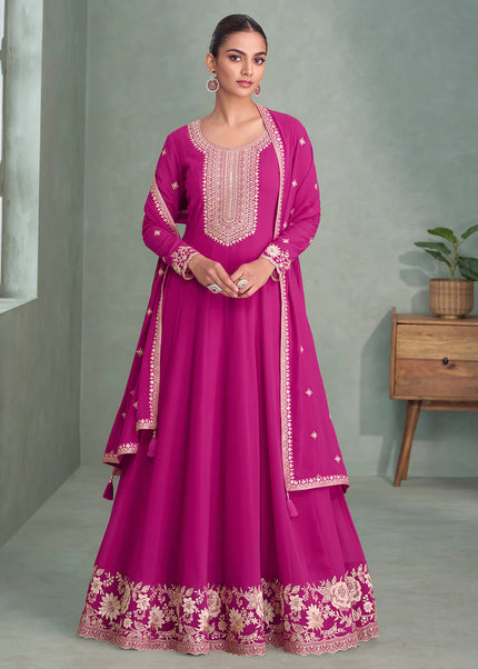 Pink Embroidered Anarkali Gown
