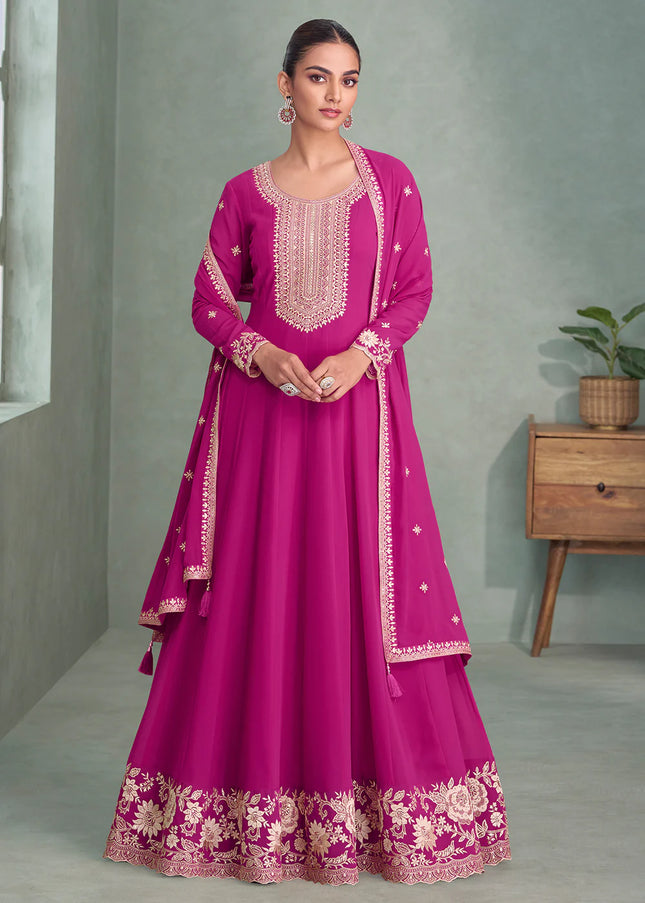 Pink Embroidered Anarkali Gown