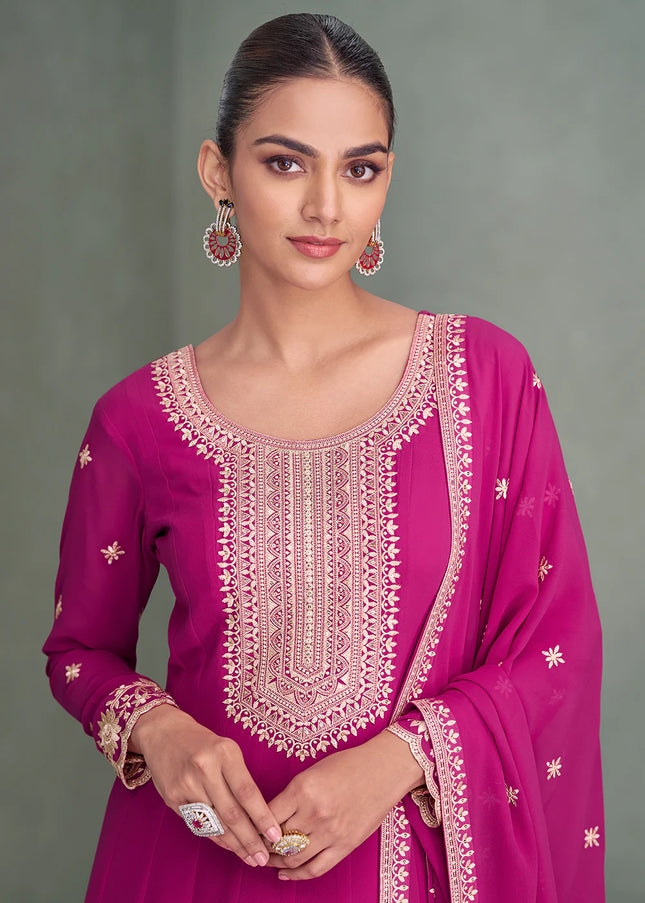Pink Embroidered Anarkali Gown