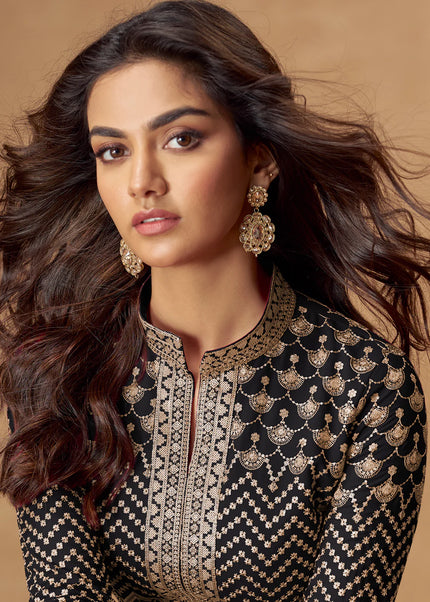 Black Embroidered Lehenga Anarkali
