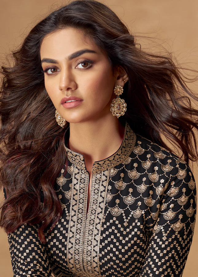Black Embroidered Lehenga Anarkali