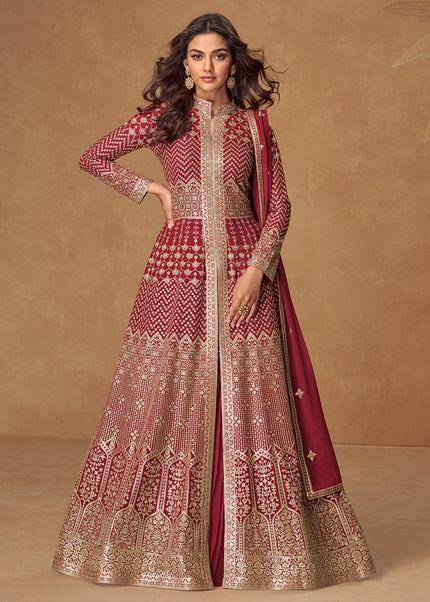 Red Embroidered Lehenga Anarkali