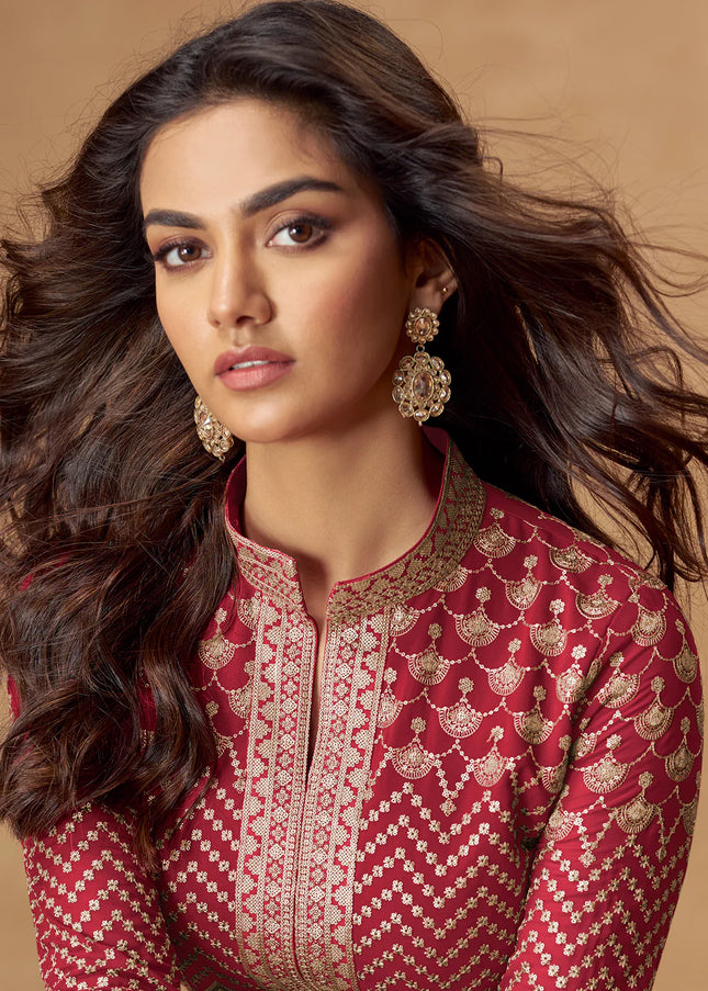 Red Embroidered Lehenga Anarkali