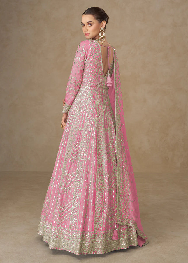 Pink Embroidered Anarkali Gown
