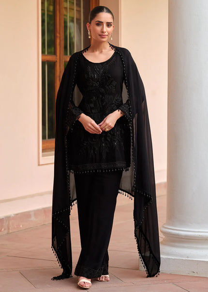 Black Embroidered Pant Style Suit