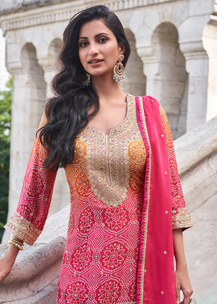 Pink Embroidered Gharara Suit