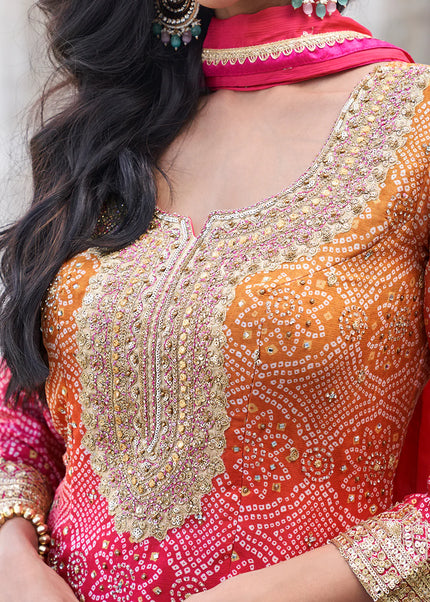 Pink Embroidered Gharara Suit