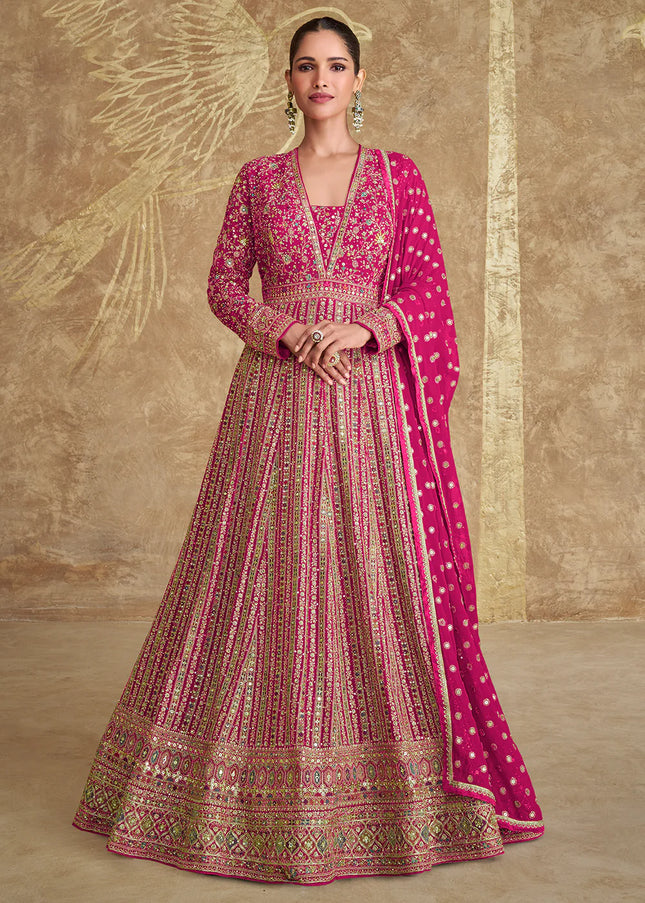 Pink Embroidered Anarkali Gown