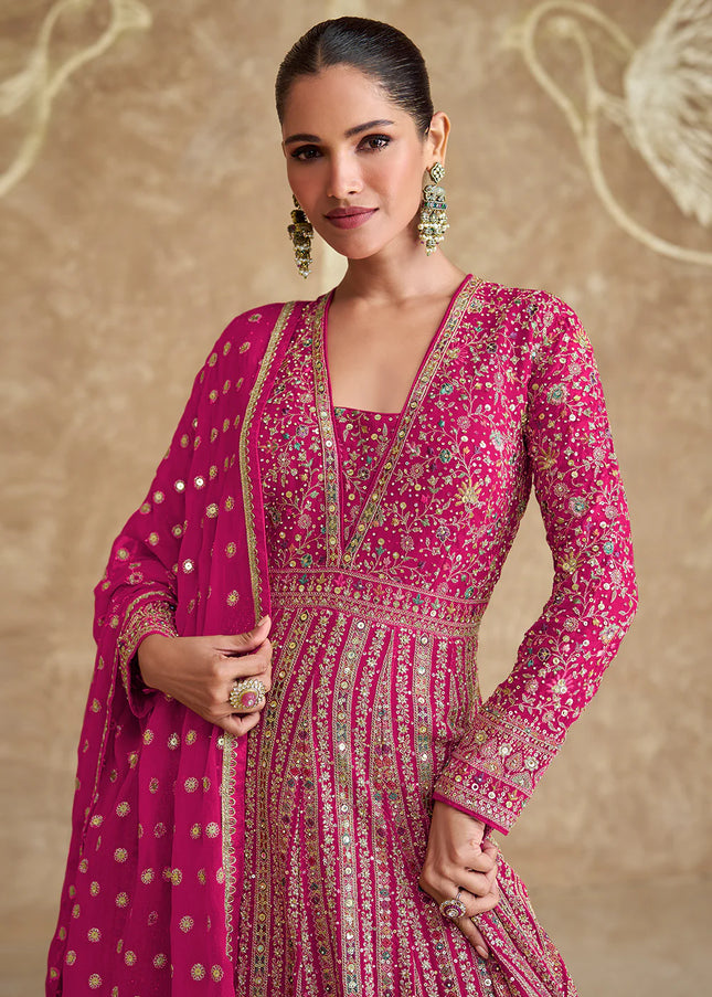 Pink Embroidered Anarkali Gown