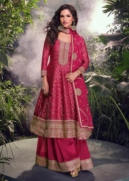 Pink Embroidered Sharara Suit