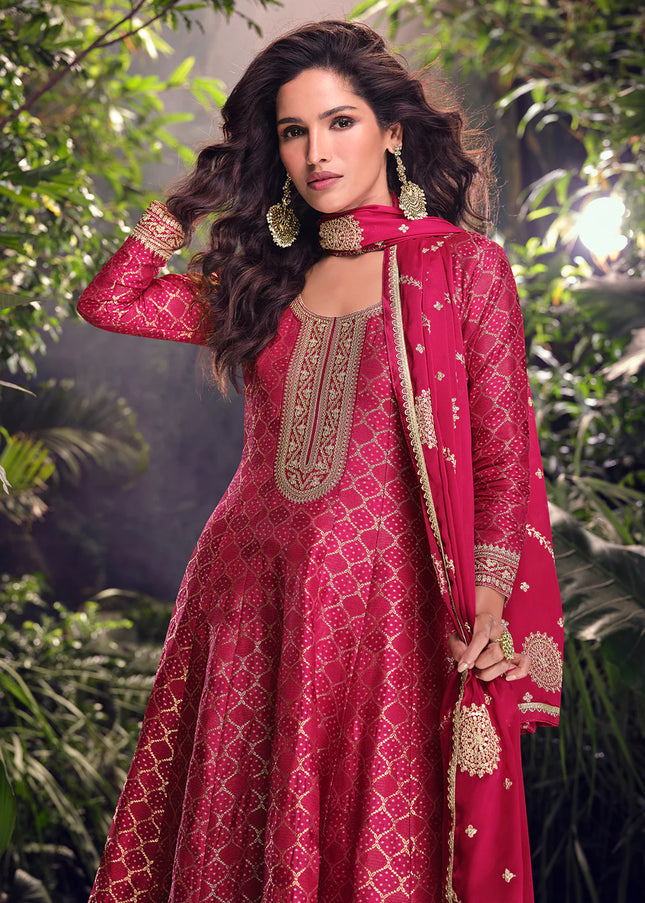 Pink Embroidered Sharara Suit