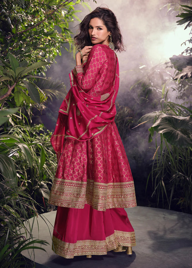 Pink Embroidered Sharara Suit