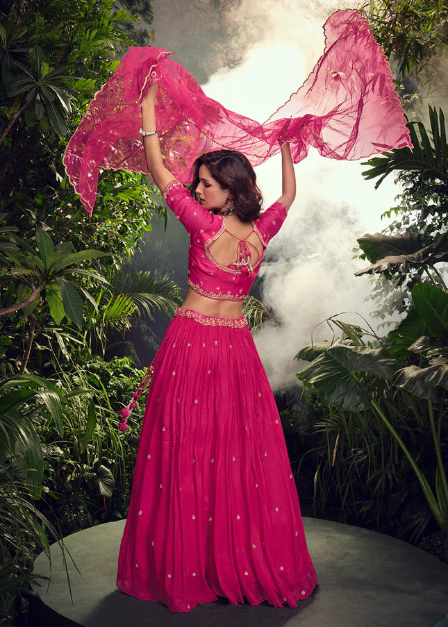 Pink Embroidered Lehenga Choli
