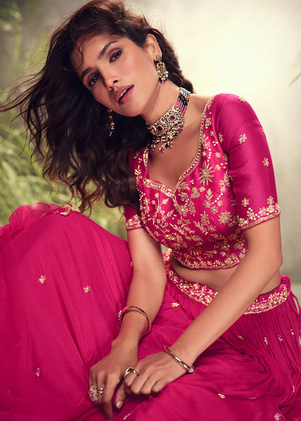 Pink Embroidered Lehenga Choli