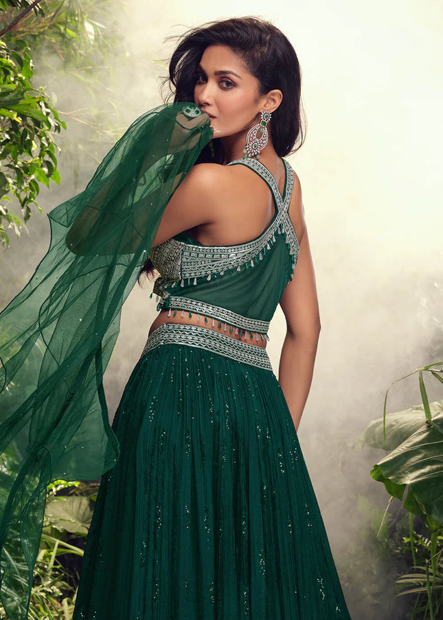 Green Embroidered Lehenga Choli
