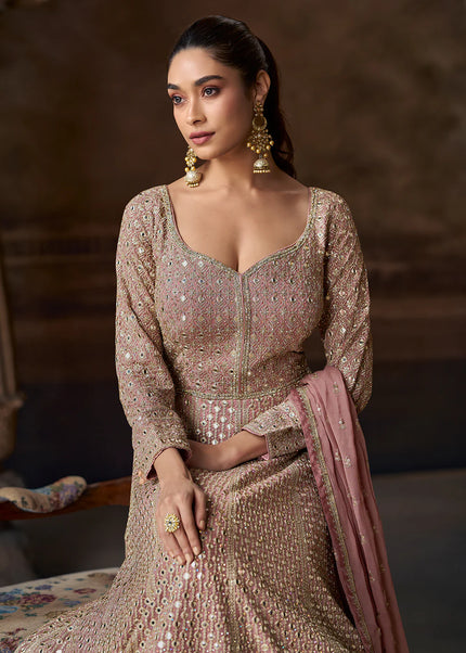 Mauve Embroidered Anarkali Gown
