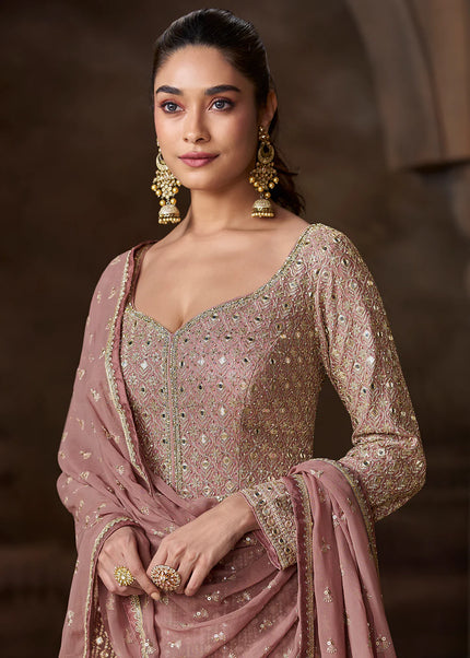 Mauve Embroidered Anarkali Gown