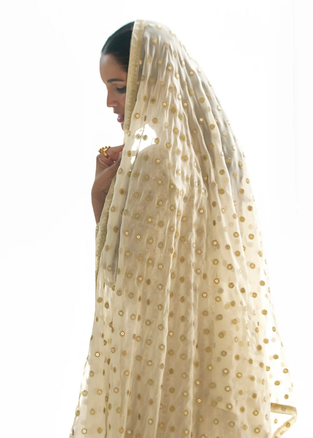 Offwhite Embroidered Anarkali Gown