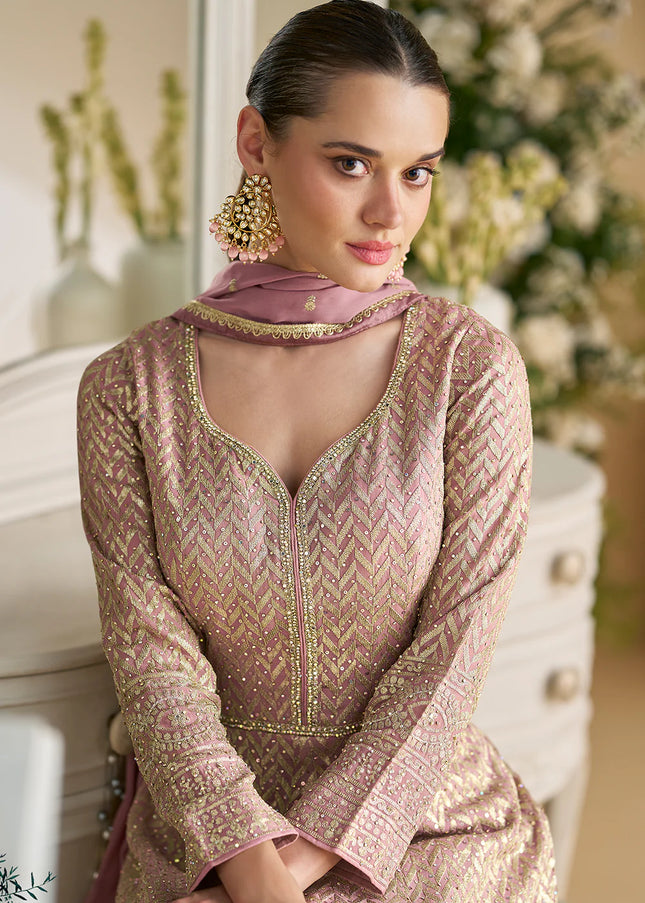 Pink Embroidered Anarkali Gown