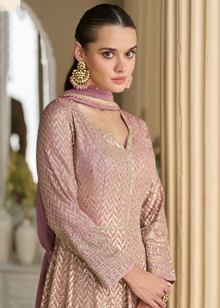 Pink Embroidered Anarkali Gown