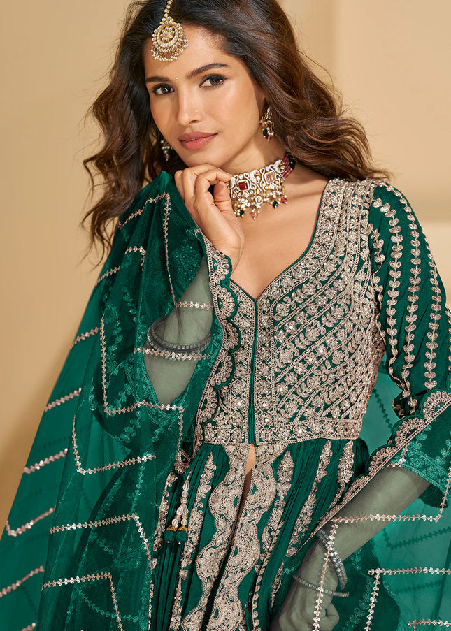 Green Embroidered Lehenga Anarkali