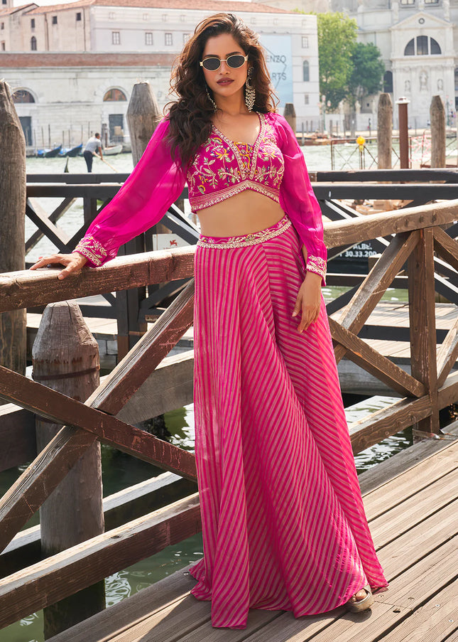 Pink Embroidered Sharara Suit
