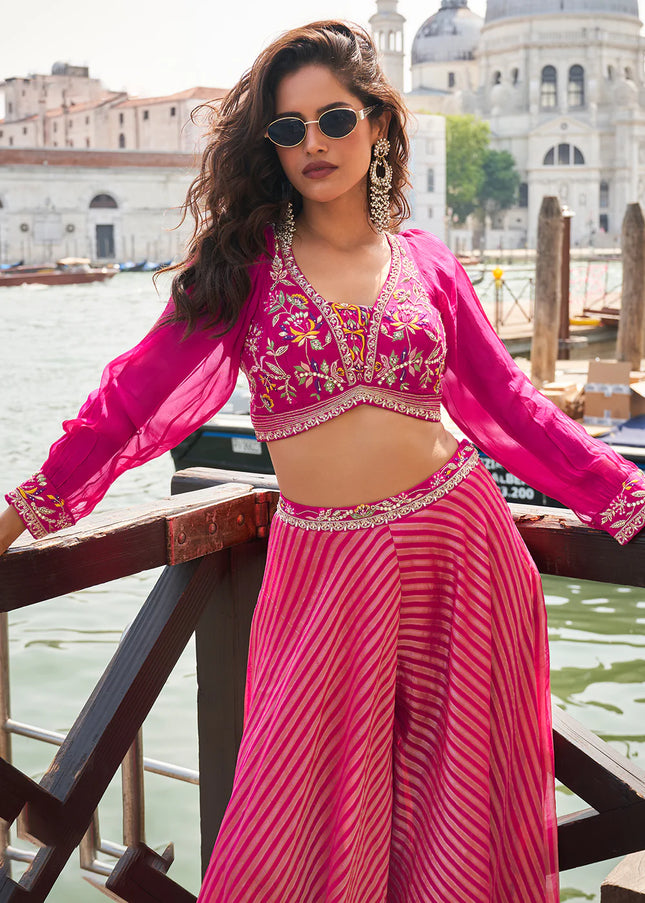 Pink Embroidered Sharara Suit