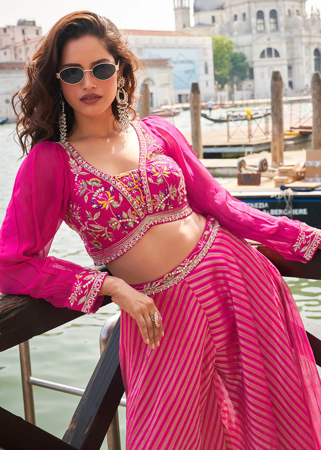 Pink Embroidered Sharara Suit