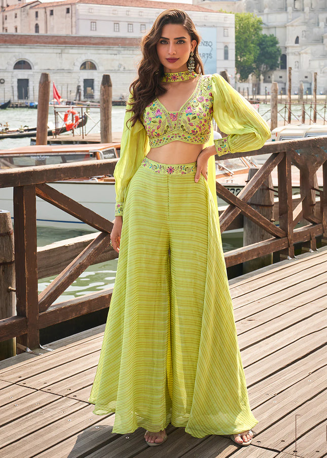 Light Green Embroidered Sharara Suit