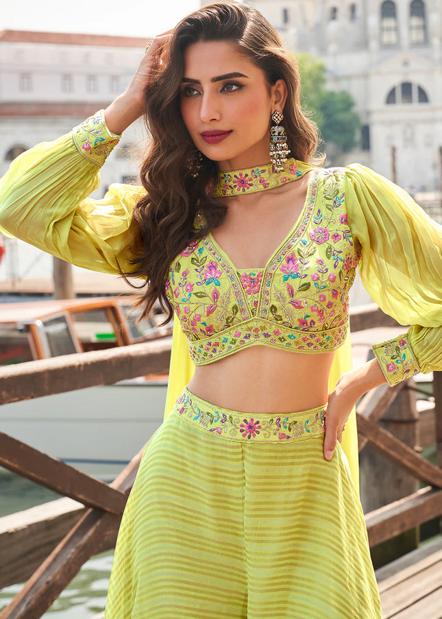 Light Green Embroidered Sharara Suit