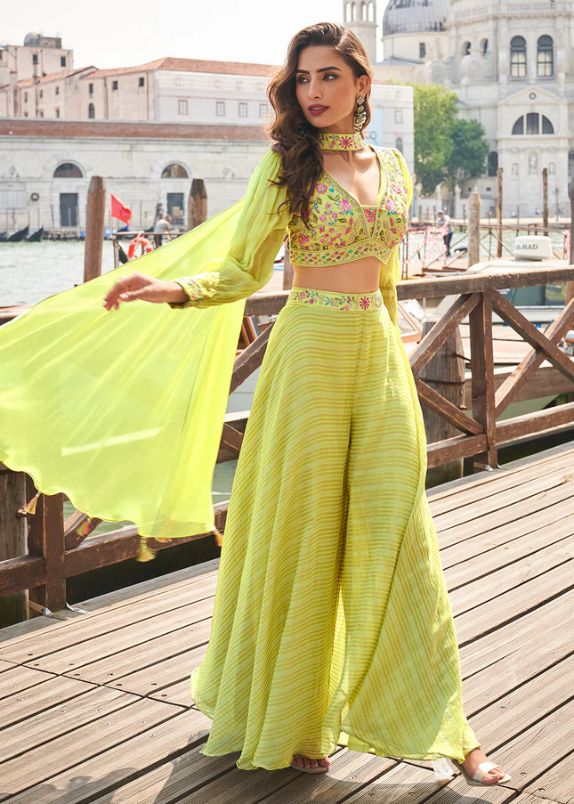 Light Green Embroidered Sharara Suit