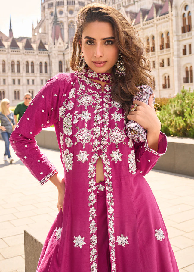Pink Embroidered Sharara Suit